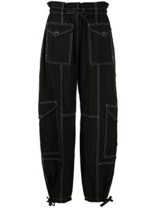 GANNI pantalon taille-haute à coutures contrastantes - Noir