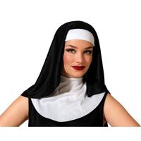 Carnaval verkleed Nonnen hoofddoek/kapje - zwart/wit - dames/meisjes - Kerk/religieus thema