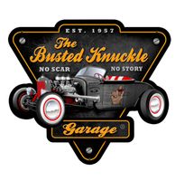 The Busted Knuckle Garage No scar No story Zwaar Metalen Bord - thumbnail