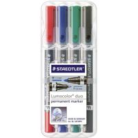 Staedtler Lumocolor duo 348 WP4 Permanent marker Rood, Blauw, Groen, Zwart Watervast: Ja - thumbnail