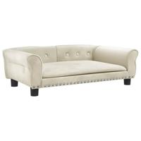 vidaXL Hondenmand 95x55x30 cm fluweel crèmekleurig, hondenbank, hondenbed, dierenmand, huisdierenbank, huisdierenmand, dierenbed, huisdierenbed