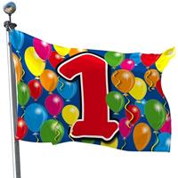 Folat 04570 1e verjaardag vlag ballonnen - 60x90 cm, veelkleurig