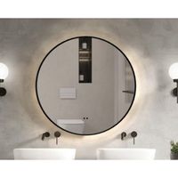 Saniclass Badkamerspiegel - rond - diameter 60cm - indirecte LED verlichting - spiegelverwarming - infrarood schakelaar - mat zwart SW2-60MB - thumbnail