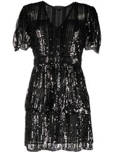 TWINSET robe courte ornée de sequins à col v - Noir