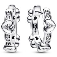 Pandora 292498C01 Oorringen Radiant Sparkling Hearts Hoop zilver-zirconia wit