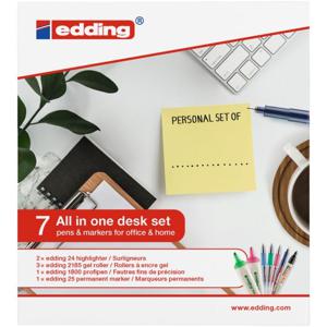 Edding 7 All in one desk set 4-BTWDESK Permanent marker Zwart, Blauw, Rood, Groen, Pink Watervast: Ja