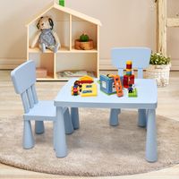 3 st. Kinderzitgroep Kindertafel met 2 Stoelen Kindermeubels van Kunststof Blauw