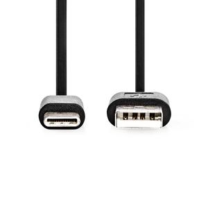 Nedis USB-Kabel | USB 2.0 | USB-A Male | USB-C Male | 15 W | 480 Mbps | Vernikkeld | 3.00 m | Rond | PVC | Zwart | Label - CCGL60600BK30