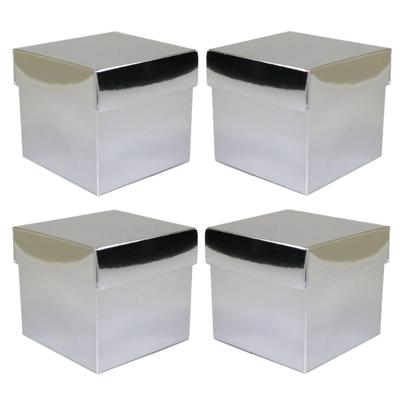 Luxe cadeaudoosje met deksel - 6x - zilver metallic - 10 x 10 x 10 cm - vierkant Luxe cadeaudoosje met deksel - 6x - zilver metallic - 10 x 10 x 10 cm - vierkant