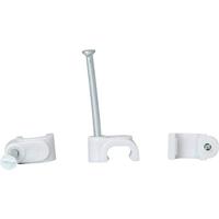 Kopp 346304082 kabelklemmen voor 2-aderige platte splits (NYFAZ), met spijkers 25 mm, 50 stuks, grijs