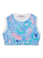 Marni Kids haut crop à imprimé graphique - Bleu