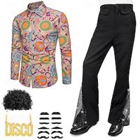 Retro vintage Jaren '70 Outfits Feestkostuum Hippie Schijf Voor heren Halloween Club Festival Hemd Lightinthebox