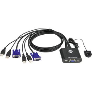 ATEN 2-Poorts USB VGA-kabel KVM-switch met externe poortselectieschakelaar