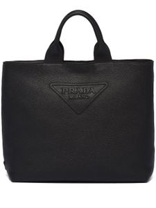 Prada sac cabas en cuir à logo embossé - Noir