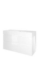 Proline Porselein Loft badmeubelset met wastafelonderkast met 2 asymmetrische lades en porseleinen wastafel met 2 kraangaten 120 x 73 x 46 cm, glans