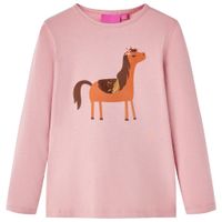 Kindershirt met lange mouwen dierenprint 128 lichtroze - thumbnail