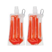 Drinkfles/bidon - 2x - rood - navulbaar - met koelvloeistof - 400 ml - festival/outdoor - thumbnail