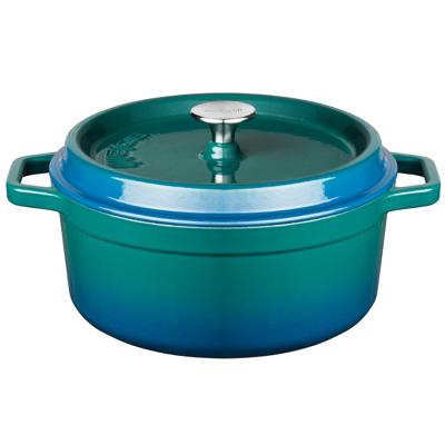 Sola Braadpan Gietijzer - Ø 28 Cm - Blauw/groen - Inclusief Deksel