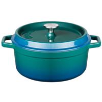 Sola Braadpan Gietijzer - Ø 28 Cm - Blauw/groen - Inclusief Deksel