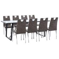 vidaXL 9-delige Eethoek kunstleer bruin