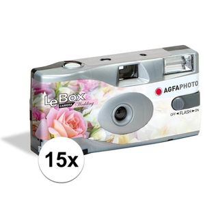 15x Bruiloft wegwerp cameras met flitser voor 27 kleuren fotos