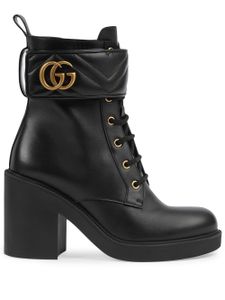 Gucci bottines à plaque logo - Noir