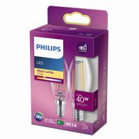 Philips Lichtbron kaars 4,3W - E14 - 2700K - 470 lumen set van 2 transparant 929001889767