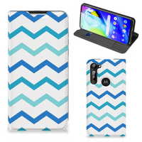 Motorola Moto G8 Power Hoesje met Magneet Zigzag Blauw