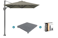 Platinum Voyager zweefparasol T1 3x2 m. - Taupe met voet en hoes - thumbnail