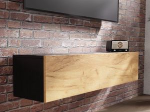 Tv-meubel KINGSTON 1 klapdeur 140 cm zwart eik/gouden eik