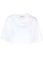 Marni t-shirt crop en coton à logo imprimé - Blanc