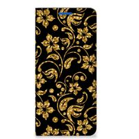 OPPO Reno6 5G Smart Cover Gouden Bloemen - thumbnail