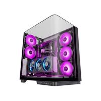 MARS GAMING MC-INFINIO, Gaming Behuizing ATX, Gebogen Frameloos Gehard Glas, 2x 120mm ARGB Ventilatoren, Verticale GPU-Montage, Ondersteuning voor Waterkoeling tot 360mm, USB-C, Zwart
