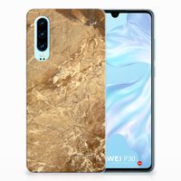 Huawei P30 TPU Siliconen Hoesje Marmer Creme - thumbnail