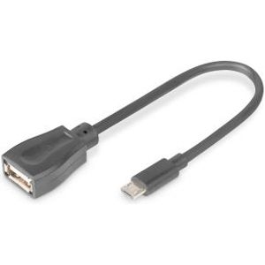 Digitus 0.2m, USB2.0 micro-B/USB2.0-A USB-kabel 0,2 m Micro-USB B USB A Zwart