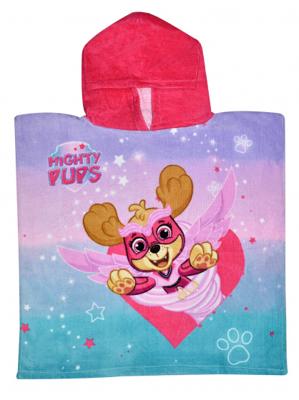 Nickelodeon badponcho Paw Patrol 100 cm katoen roze/mintblauw