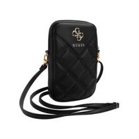 Guess Quilted 4G Metal Logo Telefoontas met Verstelbare Riem - Zwart - thumbnail