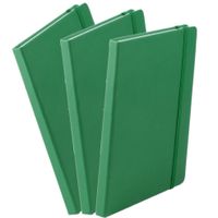 Set van 5x stuks luxe schriftjes/notitieboekjes groen met elastiek A5 formaat - thumbnail