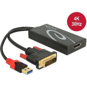 DeLOCK 0.3m, DVI 24+1 + USB-A/Displayport 20p 0,3 m DVI-D + USB HDMI Zwart