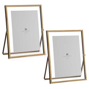 Giftdecor Fotolijstje voor 13 x 18 cm foto - 2x - goud - metaal - Modern - frame 18 x 23 cm - staand