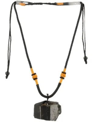 Ruwe Edelsteen Hanger Zwarte Toermalijn Geknoopt Ruwe Edelsteen Hanger Zwarte Toermalijn Geknoopt