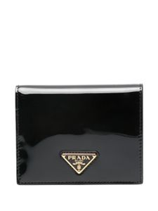 Prada portefeuille en cuir à plaque logo - Noir