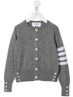 Thom Browne Kids cardigan en cachemire à 4 bandes signature - Gris