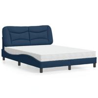 vidaXL Bed met matras stof blauw 120x200 cm, bed, bed ombouw, stoffen bed, bedbodem, 2-persoons bed, gewelfd bedframe, gewelfd stoffen bedframe