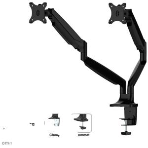 Neomounts NM-D750DBLACK 2-voudig Monitor-tafelbeugel 25,4 cm (10) - 81,3 cm (32) Kantelbaar, Zwenkbaar Zwart