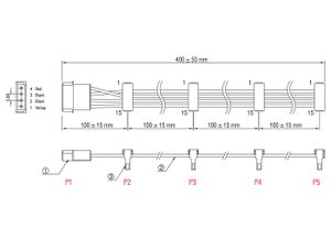 Delock 60142 Kabel Voeding Molex 4-polige stekker > 4 x SATA 15-polige bus 40cm