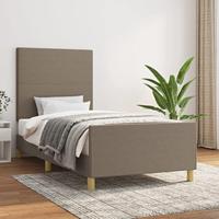 vidaXL Bedframe met hoofdbord stof taupe 80x200 cm, bed, ledikant, tweepersoonsbed, slaapmeubel, bedbodem, bedden, slaapmeubels, slaapmeubelen