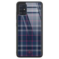 Samsung Galaxy A71 glazen hardcase - Tartan blauw