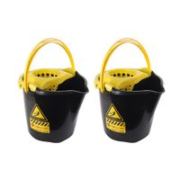 8x Dweilemmers/mopemmers 13,5 liter zwart/geel caution 32 x 30 cm