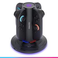 Oniverse Controller Oplaadstation voor Switch 2 - Snelle Oplaadstation voor 4 Joy-Cons, USB-C Oplaadpoorten, Rood/Blauw LED-indicatoren, en Accessoire met 10 Verlichtingsmodi